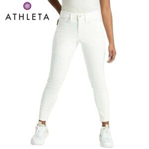 Athleta SCULPTEK Women's Plus Ultra Skinny Off-White Cotton Blend Jeans Size 26X